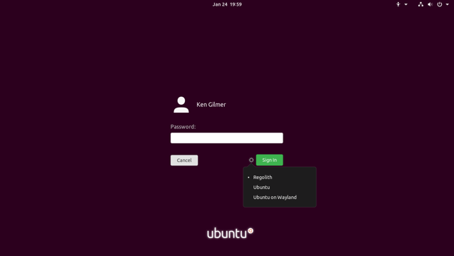 The Ubuntu login screen